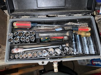 THREE TOOLBOXES FULL OF TOOLS AND RATCHET SETS