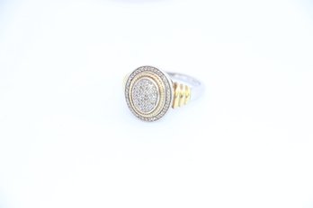 Sterling Silver Diamond Ring Size 9.75