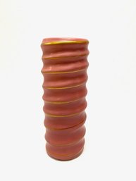 Vintage Pink Spiral Vase W/ Gold Trim