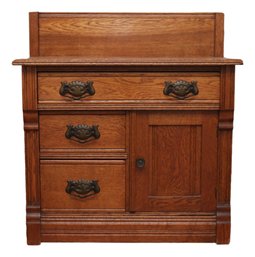 Connecticut Antique 3- Drawer  Dry Sink Cabinet With Cabinet With Iron Draw Pulls