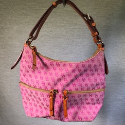 Basically Like New DOONEY & BOURKE Pink Double Zipper Bag In Pink DB Monogram - Very Nice Bag - LIKE NEW !