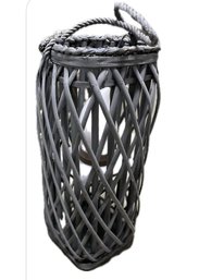 Brand New Grey Washed Wooden Candle Lantern