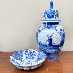 Large Antique Delft Pottery