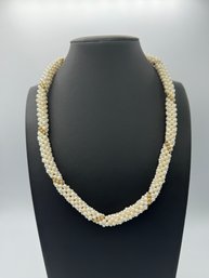 Stunning 14k Yellow Gold & Multi Pearl Twist Necklace