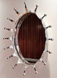 A Large Vintage Polished Alloy Mirror By Blackman Cruz