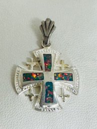 STERLING SILVER OPAL JERUSALEM PENDANT