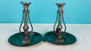 Pair Of Metal Candlestick Holders