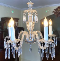 Crystal Chandelier With Candlestick Torchiere And Hanging Crystals