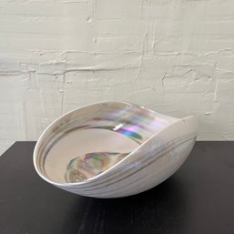 Hand Made Opalescent Ceramic Elliptical Bowl