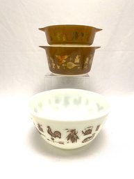 Trio Of Vintage Pyrex Early American Pattern
