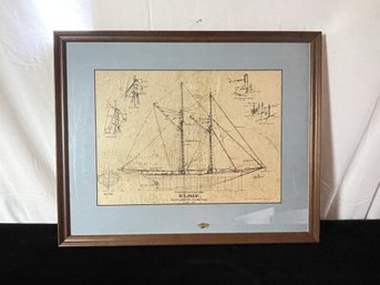 Framed Art Print Of Ship's Blueprints
