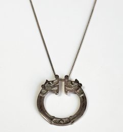 A Vintage Silver Necklace, Dragon Head Motif