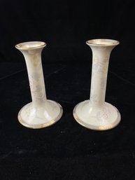 Lenox McKinley Set Of 2 Candlesticks Hand Decorated With 24K Gold