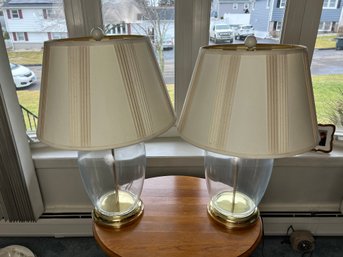 Pair Of Clear Glass Lamps - Customizable Fill With What You Like