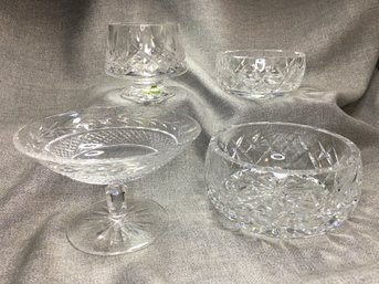 Lot (1 Of 2) Group Of Four (4) WATERFORD CRYSTAL Bowls - All Different - No Damage - All Signed - VERY NICE !