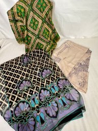 Trio Of Silk Scarves - Saul Steinberg Views Of Paris, Batik Look Plus