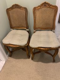 Pair Of Lillian August Cane Seat Side Chairs With Pads