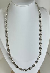 BEAUTIFUL STERLING SILVER PUFFY MARINER LINK CHAIN NECKLACE