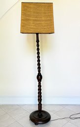 An Antique Carved Barley Twist Mahogany Floor Lamp