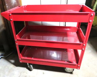 Three Shelf Red Steel Service Cart On Wheels Harbor Freight