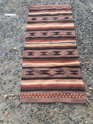 Hand Woven Kilim Blanket / Rug With Aztec Style Pattern