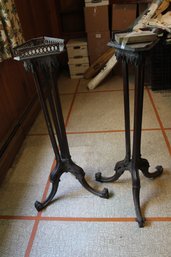 2 39 Inch Candle Or Plant Stands - Antique