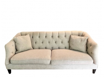 Raymour & Flanigan Beige Button Tuft Sofa (larger)