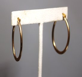 Elongated Gold Over Sterling Silver Hoop Pierced Earrings