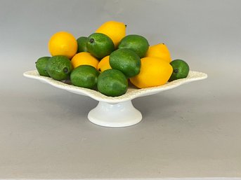Ceramic Centerpiece Dish With Faux Fruit