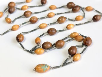A Vintage Olive Wood Necklace, C. 1960's