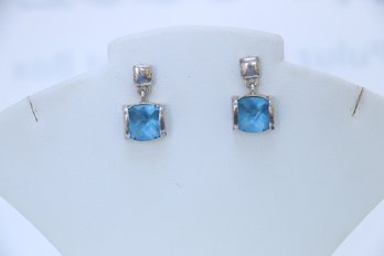 Sterling Silver Blue Stone Earrings