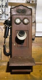 Antique Stromberg Carlson Cathedral Top Double Wood Box Crank Telephone-no Key