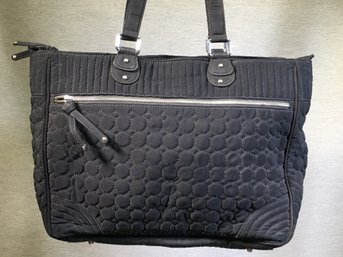 Very Nice VERA BRADLEY Soft Laptop Tote / Soft Briefcase - Black With Patterned Interior - Very Nice !