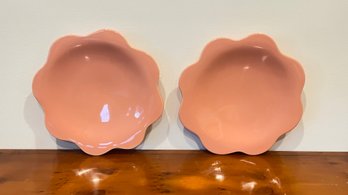 A Pair Of Ceramic Flower Shape Plates Made In Italy