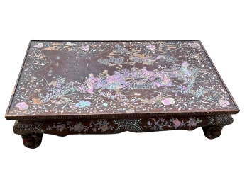 19th Century Chinese Mother Of Pearl Inlaid Low Table 24' L X 14.5' W ( READ Description)