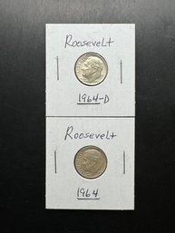 2 Roosevelt Dimes 1964, 1964-D