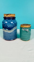 Pair Of Pottery Jars With Corks