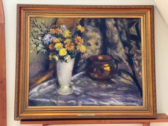 Still Life Of Flowers And Copper Vessel Ether Paxston