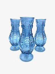 Trio Of Vintage Montana Blue Glass Bud Vases