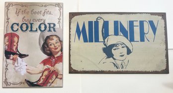 Lot Of 2 Vintage Style Signs