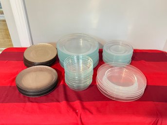 Large Lot Of Glass Plates, Bowl, And Decorative Plates