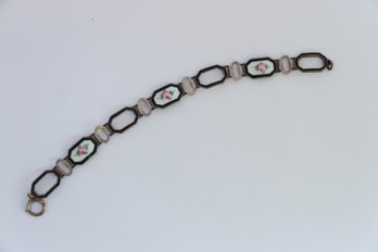 Vintage Sterling Silver Guilloche Enamel Bracelet