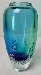Signed Buzz Blodgett Handblown Glass Art Vase