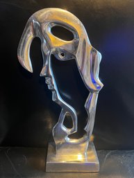 Mounted Abstract Silver Sculpture