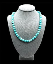 Vintage Turquoise Color Polished Stones Stretchy Necklace