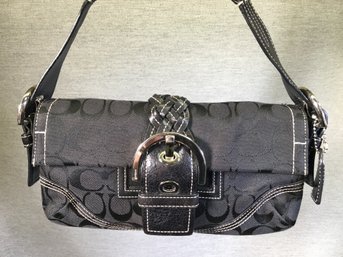 Awesome COACH Soho Signature Black Braided Handbag - In Black CC Monogram Fabric - Another Great Bag !