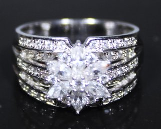 Sterling Silver CZ Fancy Ladies Ring Size 9