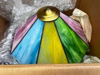Vintage Tiffany Style Leaded Stained Glass Light Shade