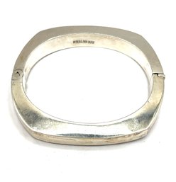 Vintage Large Sterling Silver Thick Hinged Bracelet