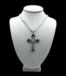 Amazing Vintage Mariana Designed Unique Onyx Color Cross Necklace